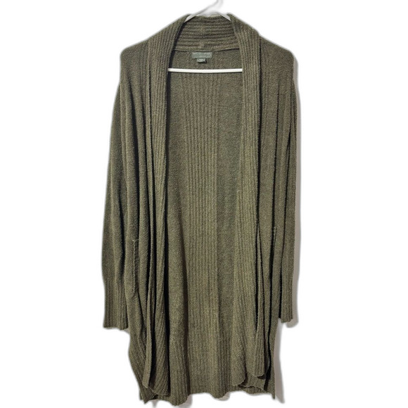 Barefoot Dreams Green Cardigan Sweater Open Front Small Petite Pockets - Picture 1 of 5